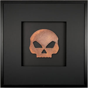 Quadratwerk Wandbild Urban Rust Totenkopf 58cm - Rahmen Schwarz, Hintergrund Schwarz, Passepartout Schwarz/Schwarz