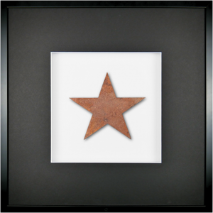 Quadratwerk Wandbild Urban Rust Star 58cm - Rahmen Schwarz, Hintergrund Weiß, Passepartout Schwarz/Weiß