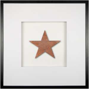 Quadratwerk Wandbild Urban Rust Star 58cm - Rahmen Schwarz, Hintergrund Weiß, Passepartout Weiß/Weiß