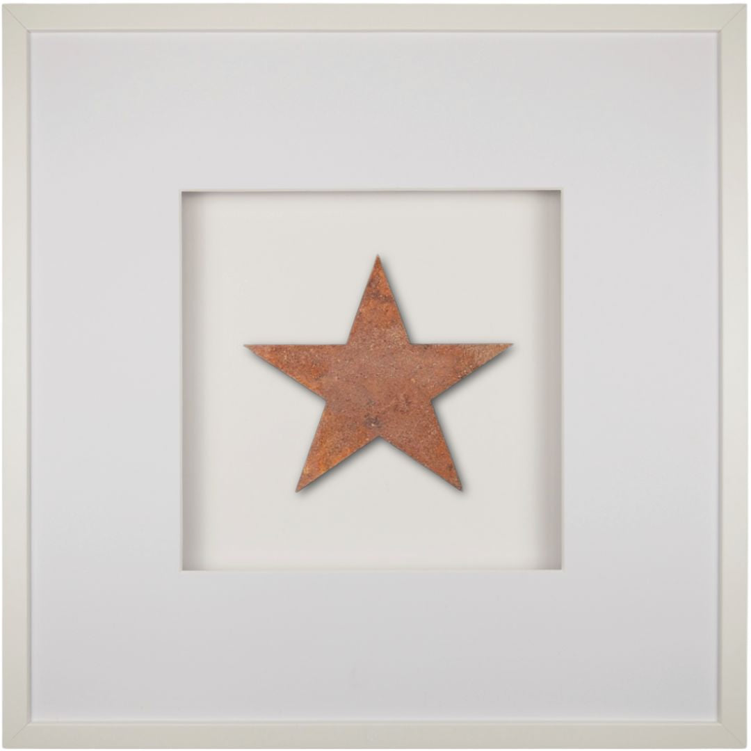 Quadratwerk Wandbild Urban Rust Star 58cm - Rahmen Weiß, Hintergrund Weiß, Passepartout Weiß/Weiß