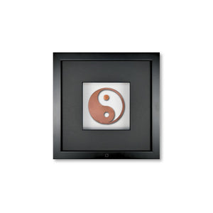 Quadratwerk Wandbild Nahaufnahme Urban Rust Yin & Yang 27cm - Rahmen Schwarz, Hintergrund Weiß, Passepartout Schwarz/Schwarz