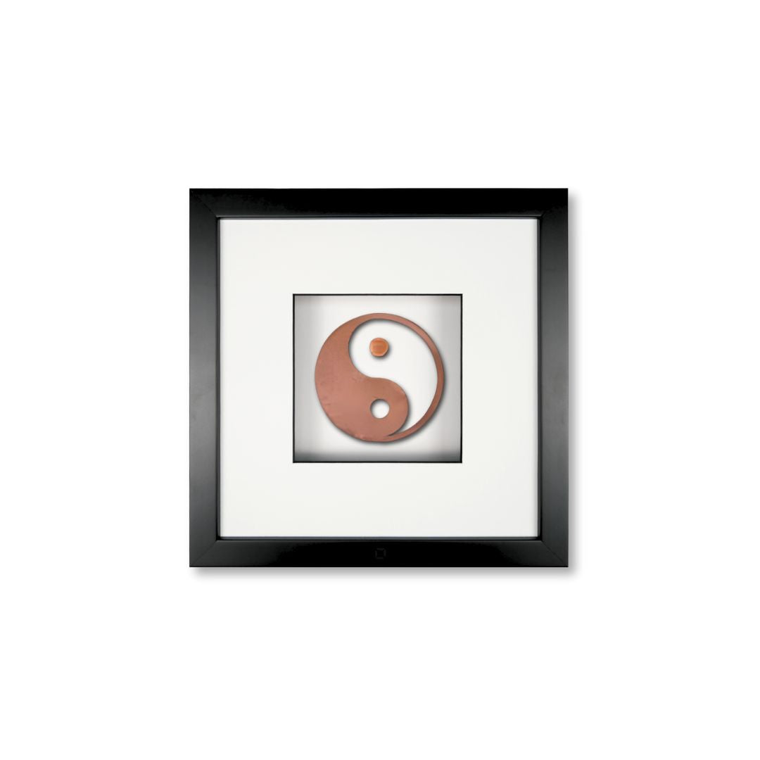 Quadratwerk Wandbild Nahaufnahme Urban Rust Yin & Yang 27cm - Rahmen Schwarz, Hintergrund Weiß, Passepartout Weiß/Schwarz