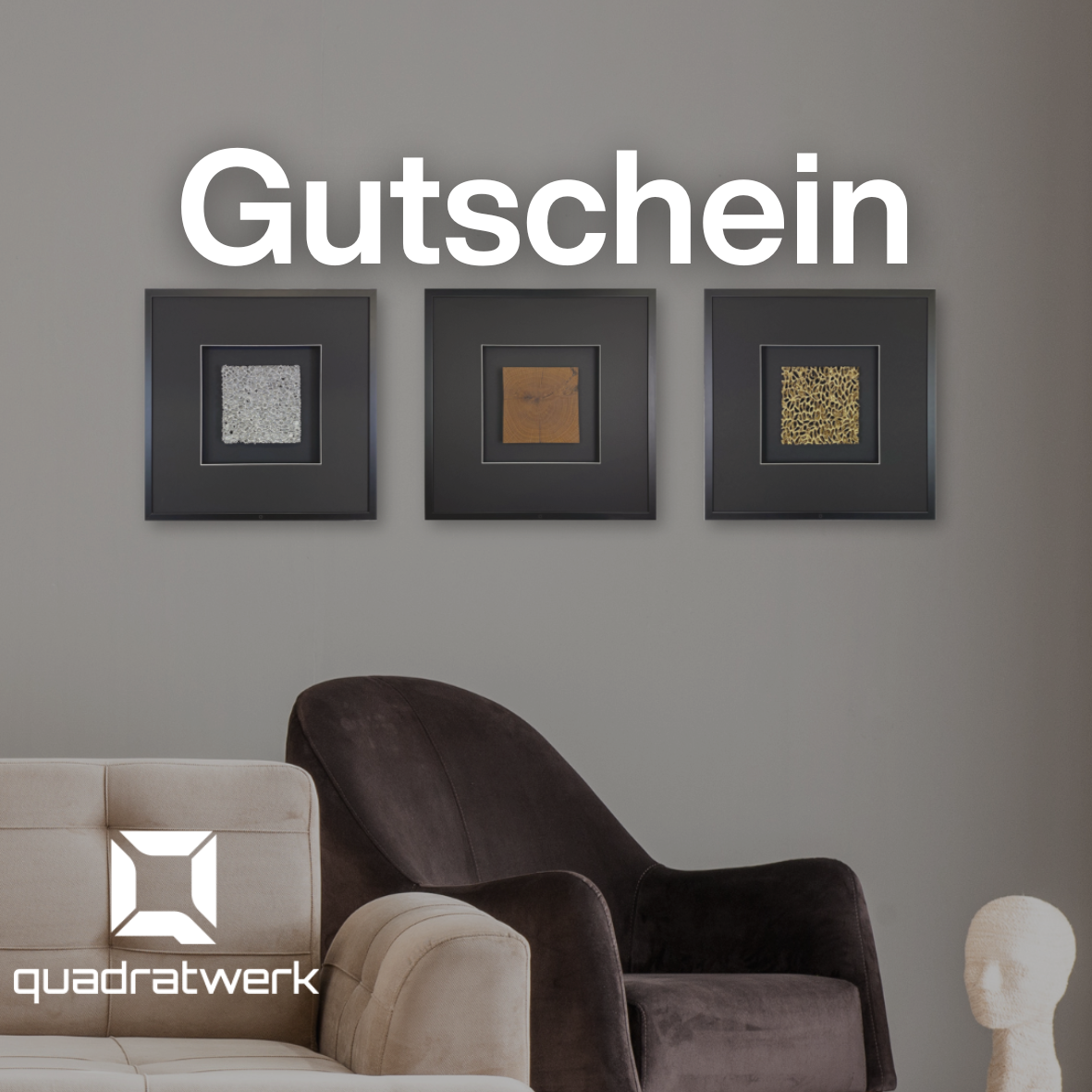 Quadratwerk Geschenkgutschein – Gutschein für handgefertigte 3D-Wandbilder Made in Germany, Designgeschenk zum Einzug und Geburtstag

