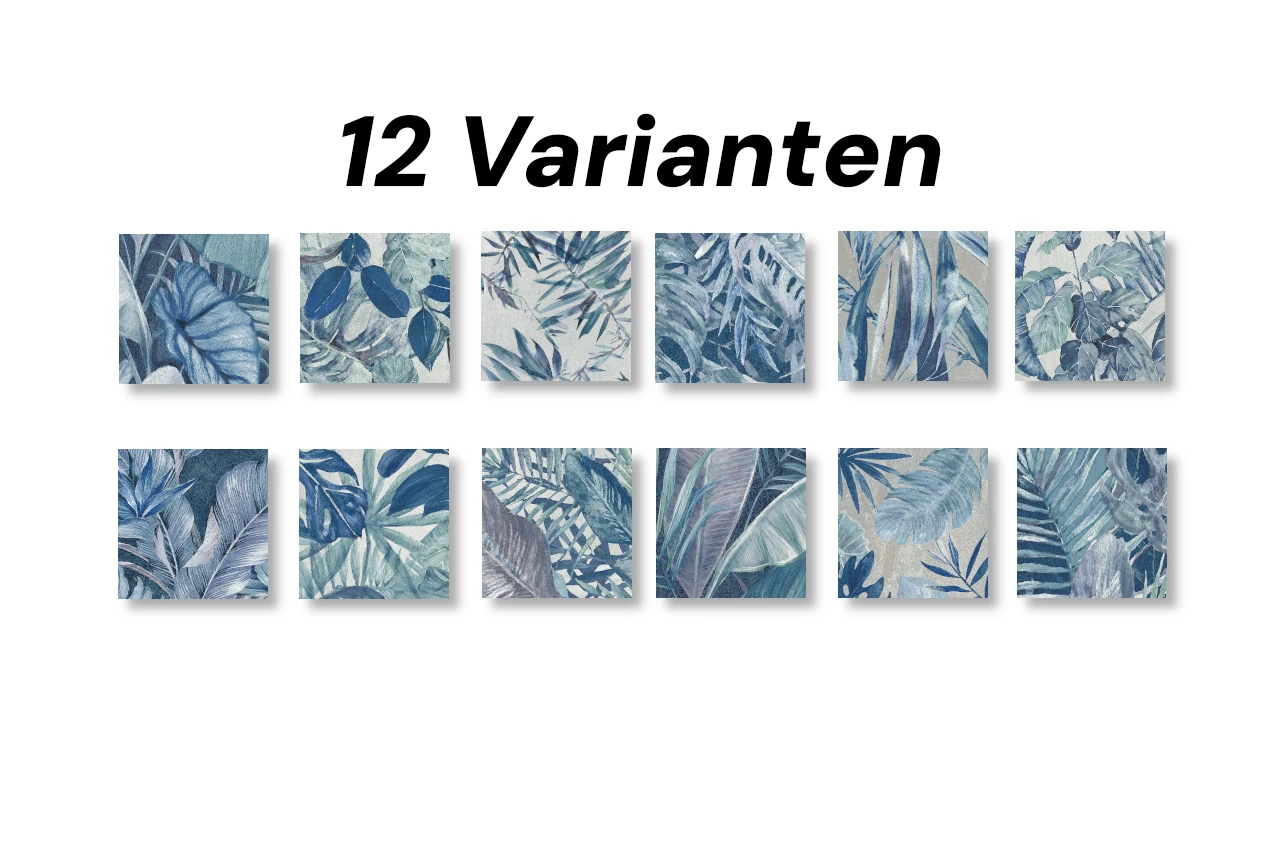 Wandbild Signature Tile Empire 58cm alle Varianten – Quadratwerk Naturmotiv blau Rahmen schwarz weiß Passepartout Übersicht