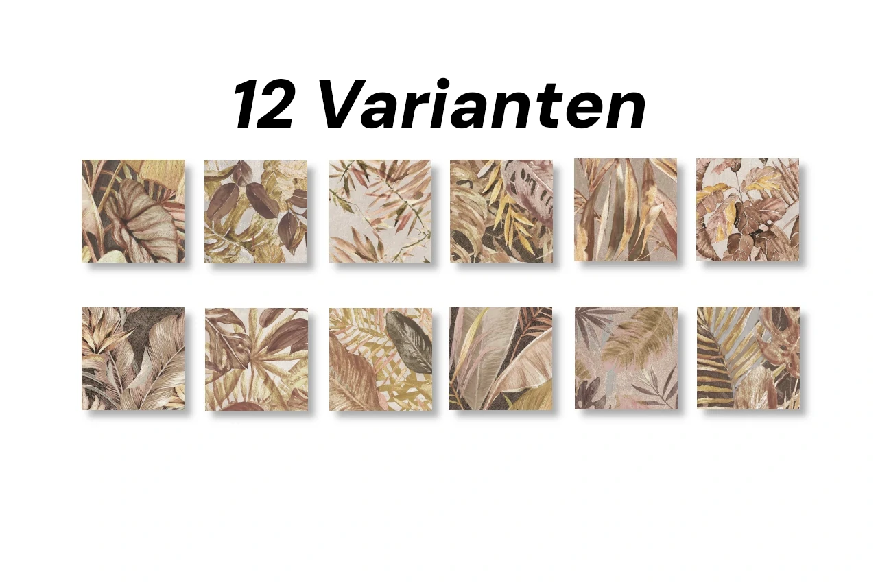 Wandbild Signature Tile Terra 58cm alle Varianten – Quadratwerk Erdtöne Rahmen schwarz weiß Passepartout Übersicht