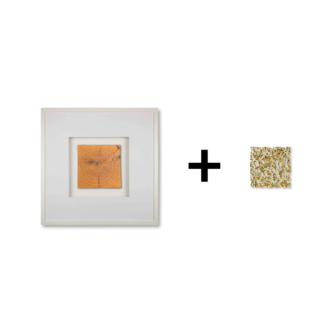 Quadratwerk Upgrade Edition 58 Bundle – Rahmen 58cm weiß + Magic Gold Inlay, großes Wandbild Set handgefertigt Made in Germany