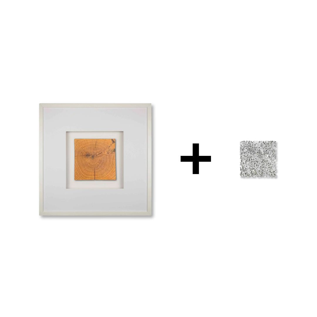 Quadratwerk Upgrade Edition 58 Bundle – Rahmen 58cm weiß + Magic Silver Inlay, großes Wandbild Set handgefertigt Made in Germany