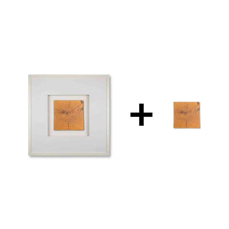 Quadratwerk Upgrade Edition 58 Bundle – Rahmen 58cm weiß + Noble Wood Eiche Inlay, großes Wandbild Set handgefertigt Made in Germany