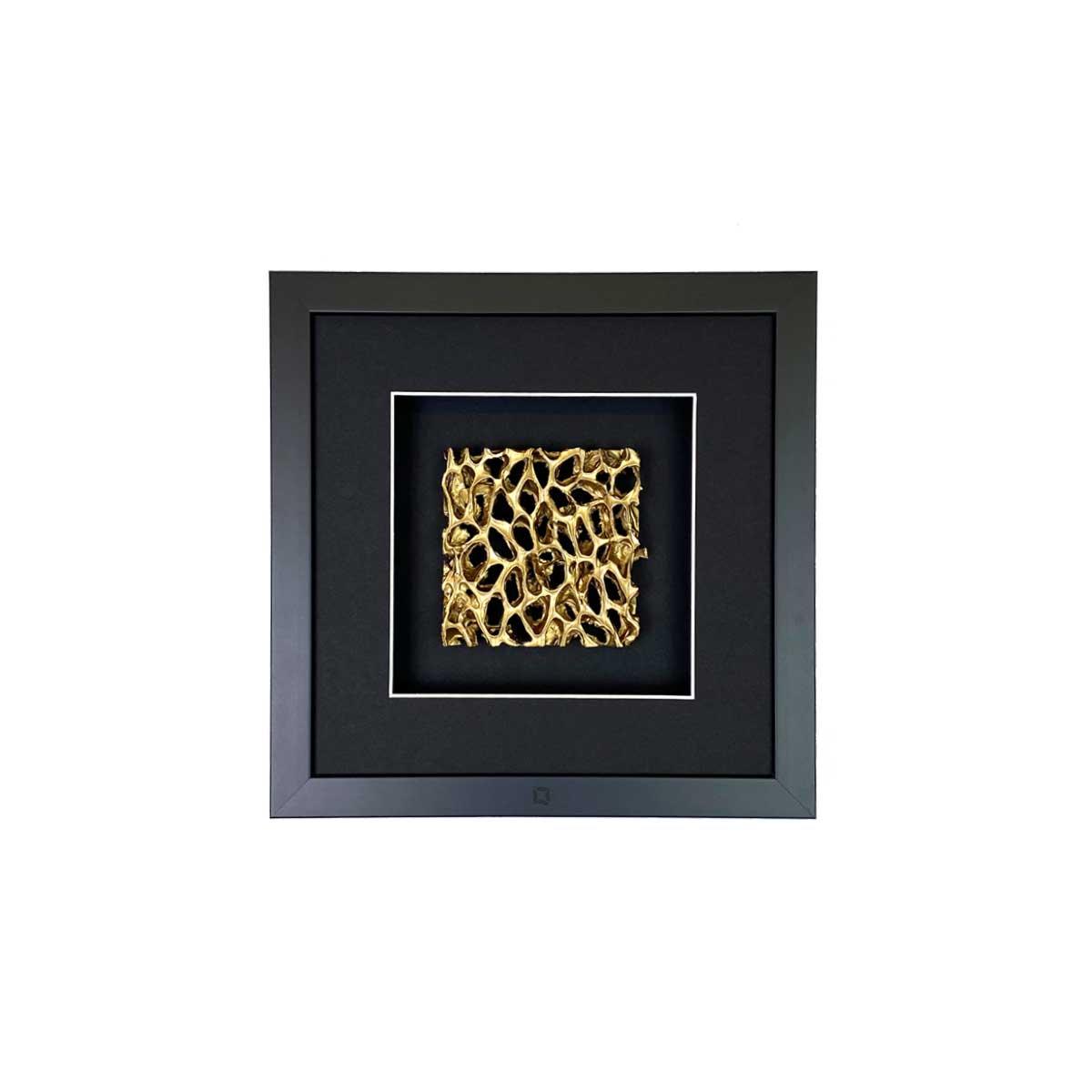 Quadratwerk Wandbild Magic Gold Quadrat 27cm - Rahmen Schwarz, Hintergrund Schwarz, Passepartout Schwarz/Weiß