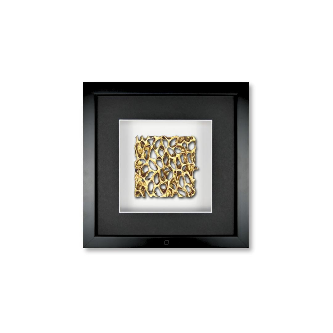 Quadratwerk Wandbild Magic Gold Quadrat 27cm - Rahmen Schwarz, Hintergrund Weiß, Passepartout Schwarz/Weiß