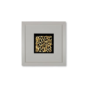 Quadratwerk Wandbild Magic Gold Quadrat 27cm - Rahmen Weiß, Hintergrund Schwarz, Passepartout Weiß/Schwarz