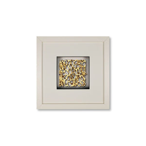 Quadratwerk Wandbild Magic Gold Quadrat 27cm - Rahmen Weiß, Hintergrund Weiß, Passepartout Weiß/Schwarz