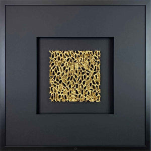 Goldenes Wandbild quadratisch 58x58 cm – Magic Gold Quadratwerk, organische Goldstruktur 3D-Optik handgefertigt Made in Germany