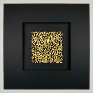 Quadratwerk Wandbild Magic Gold Quadrat 58cm - Rahmen Weiß, Hintergrund Schwarz, Passepartout Schwarz/Schwarz