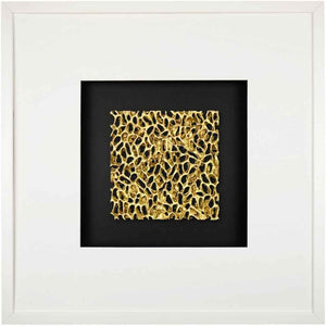 Quadratwerk Wandbild Magic Gold Quadrat 58cm - Rahmen Weiß, Hintergrund Schwarz, Passepartout Weiß/Schwarz