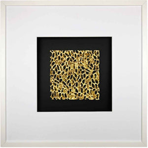 Quadratwerk Wandbild Magic Gold Quadrat 58cm - Rahmen Weiß, Hintergrund Schwarz, Passepartout Weiß/Weiß