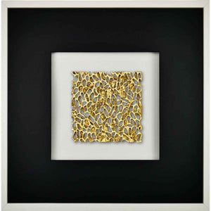 Quadratwerk Wandbild Magic Gold Quadrat 58cm - Rahmen Weiß, Hintergrund Weiß, Passepartout Schwarz/Schwarz