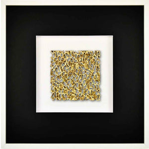 Quadratwerk Wandbild Magic Gold Quadrat 58cm - Rahmen Weiß, Hintergrund Weiß, Passepartout Schwarz/Weiß