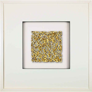Quadratwerk Wandbild Magic Gold Quadrat 58cm - Rahmen Weiß, Hintergrund Weiß, Passepartout Weiß/Schwarz