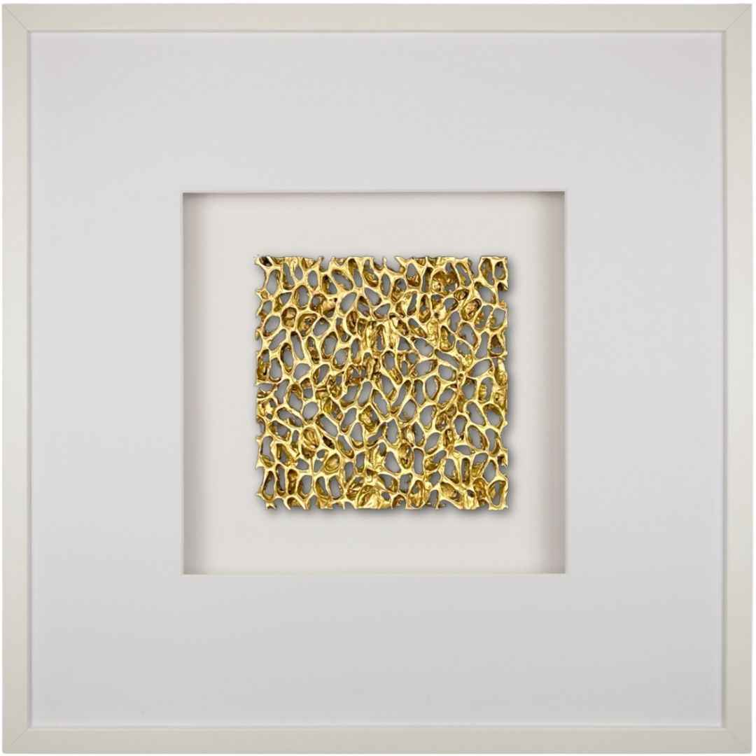 Quadratwerk Wandbild Magic Gold Quadrat 58cm - Rahmen Weiß, Hintergrund Weiß, Passepartout Weiß/Weiß