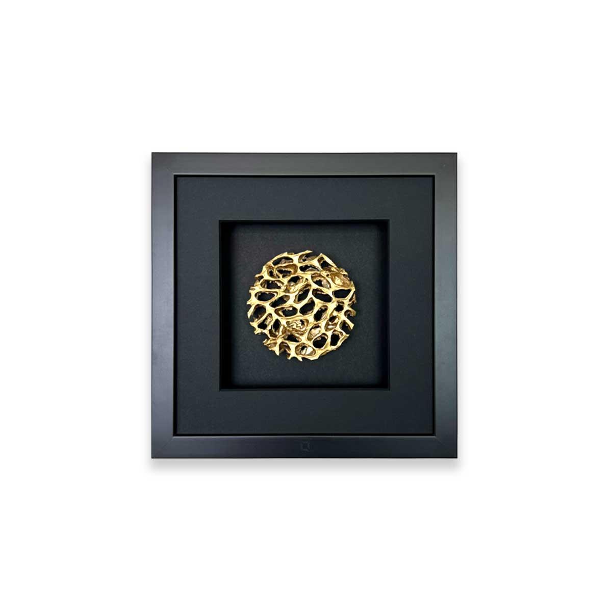 Quadratwerk Wandbild Magic Gold Rund 27cm - Rahmen Schwarz, Hintergrund Schwarz, Passepartout Schwarz/Schwarz