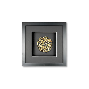 Quadratwerk Wandbild Magic Gold Rund 27cm - Rahmen Schwarz, Hintergrund Schwarz, Passepartout Schwarz/Weiß