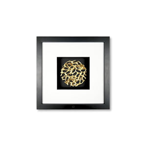 Quadratwerk Wandbild Magic Gold Rund 27cm - Rahmen Schwarz, Hintergrund Schwarz, Passepartout Weiß/Schwarz
