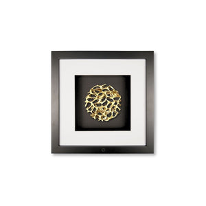 Quadratwerk Wandbild Magic Gold Rund 27cm - Rahmen Schwarz, Hintergrund Schwarz, Passepartout Weiß/Weiß