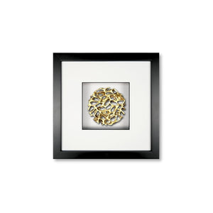Quadratwerk Wandbild Magic Gold Rund 27cm - Rahmen Schwarz, Hintergrund Weiß, Passepartout Weiß/Schwarz