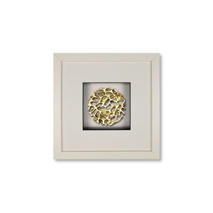 Quadratwerk Wandbild Magic Gold Rund 27cm - Rahmen Weiß, Hintergrund Weiß, Passepartout Weiß/Schwarz