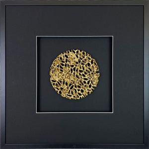 Wandbild Gold rund groß 58x58 cm – Magic Gold Circle Quadratwerk, rundes Goldinlay 3D-Optik handgefertigt Made in Germany