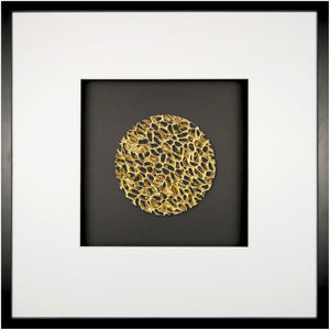Quadratwerk Wandbild Magic Gold Rund 58m - Rahmen Schwarz, Hintergrund Schwarz, Passepartout Weiß/Weiß