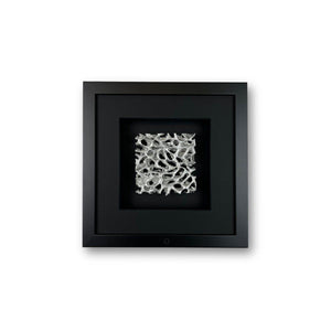 Wandbild Silber klein 27x27 cm – Magic Silver Square Quadratwerk, Aluschaum Silberstruktur handgefertigt Made in Germany