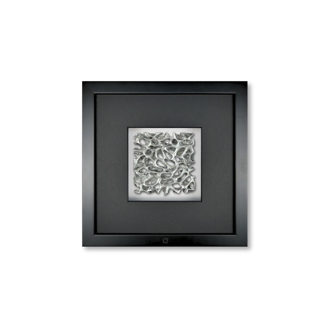 Quadratwerk Wandbild Magic Silver Quadrat 27cm - Rahmen Schwarz, Hintergrund Weiß, Passepartout Schwarz/Schwarz