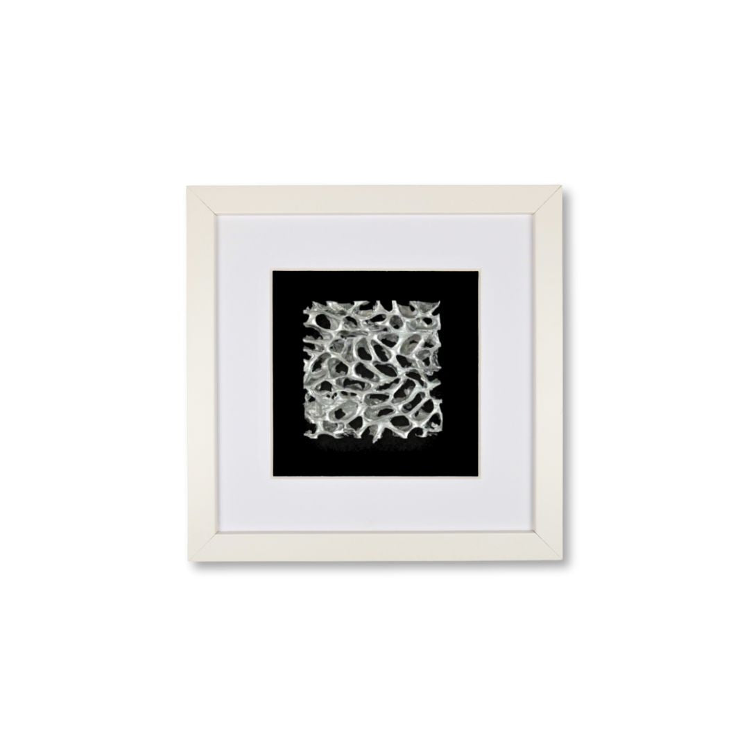 Quadratwerk Wandbild Magic Silver Quadrat 27cm - Rahmen Weiß, Hintergrund Schwarz, Passepartout Weiß/Weiß