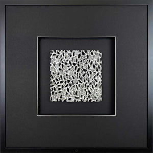 Wandbild Silber quadratisch 58x58 cm – Magic Silver Square Quadratwerk, organische Silberstruktur 3D-Optik handgefertigt Made in Germany
