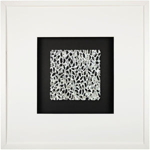 Quadratwerk Wandbild Magic Silver Quadrat 58cm - Rahmen Weiß, Hintergrund Schwarz, Passepartout Weiß/Schwarz