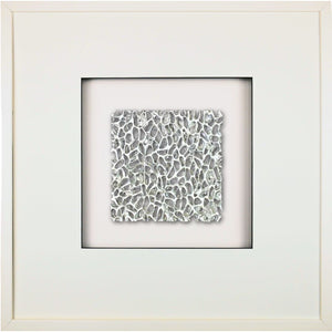 Quadratwerk Wandbild Magic Silver Quadrat 58cm - Rahmen Weiß, Hintergrund Weiß, Passepartout Weiß/Schwarz