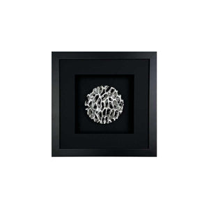 Wandbild Silber rund klein 27x27 cm – Magic Silver Circle Quadratwerk, rundes Aluschaum-Inlay 3D-Optik handgefertigt Made in Germany