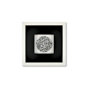 Quadratwerk Wandbild Magic Silver Rund 27cm - Rahmen Weiß, Hintergrund Weiß, Passepartout Schwarz/Schwarz