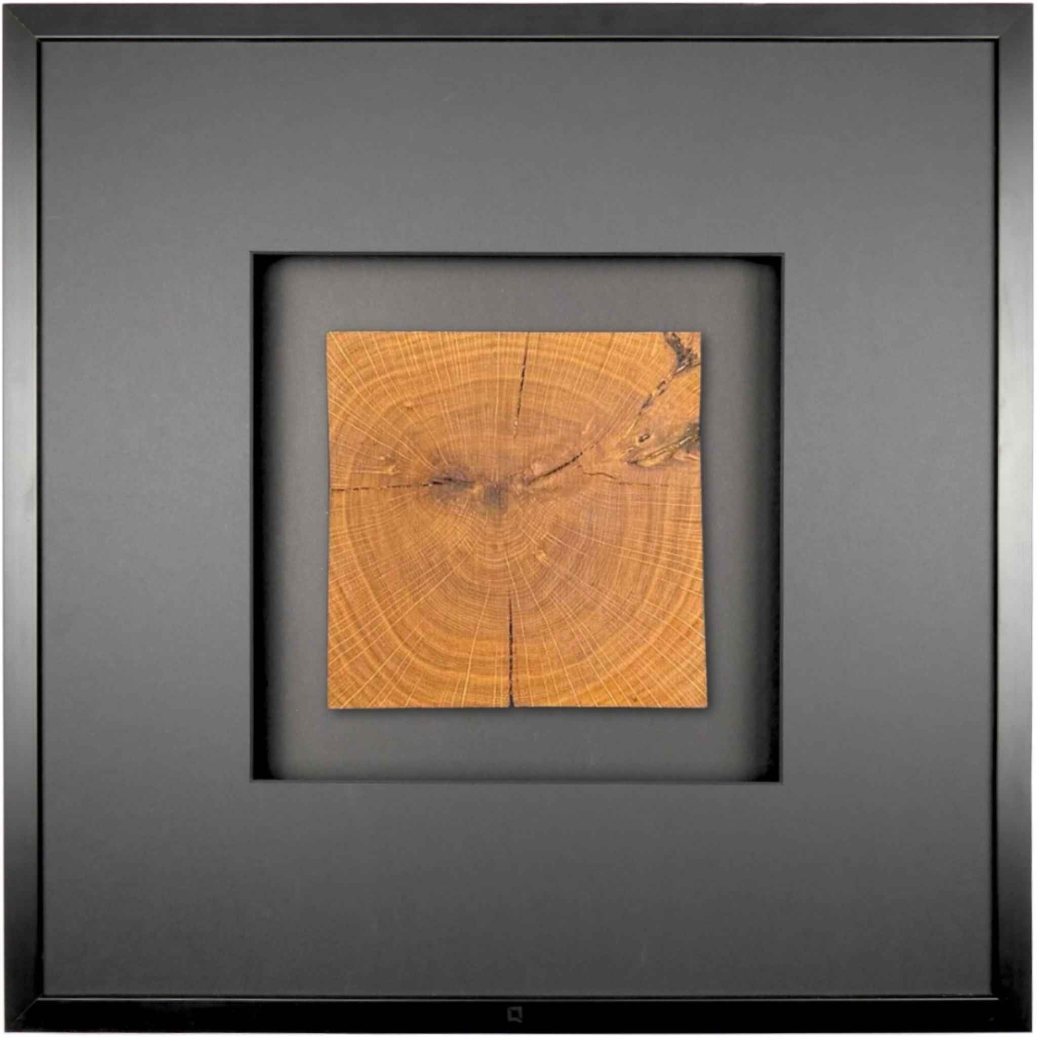 Quadratwerk Wandbild Noble Wood Quadrat 58cm - Rahmen Schwarz, Hintergrund Schwarz, Passepartout Schwarz/Schwarz