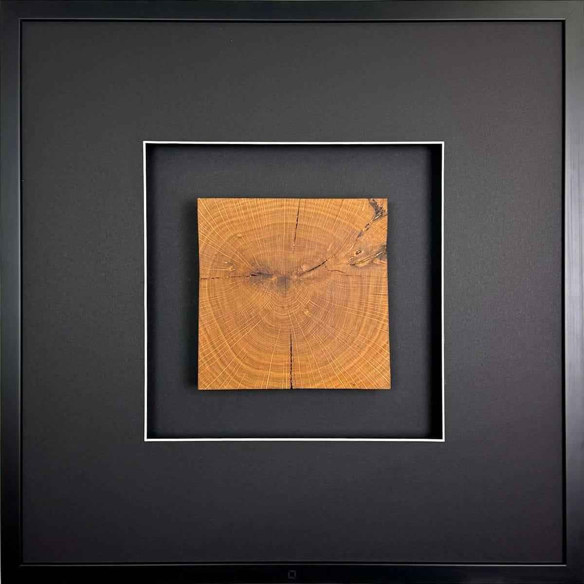 Quadratwerk Wandbild Noble Wood Quadrat 58cm - Rahmen Schwarz, Hintergrund Schwarz, Passepartout Schwarz/Weiß