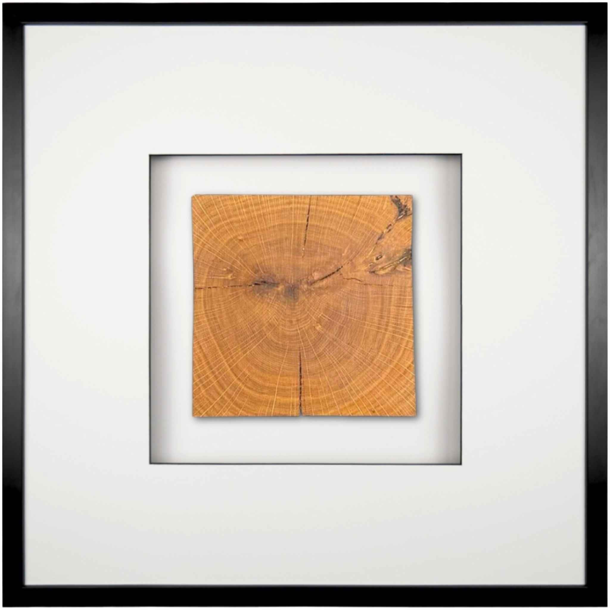 Quadratwerk Wandbild Noble Wood Quadrat 58cm - Rahmen Schwarz, Hintergrund Weiß, Passepartout Weiß/Schwarz