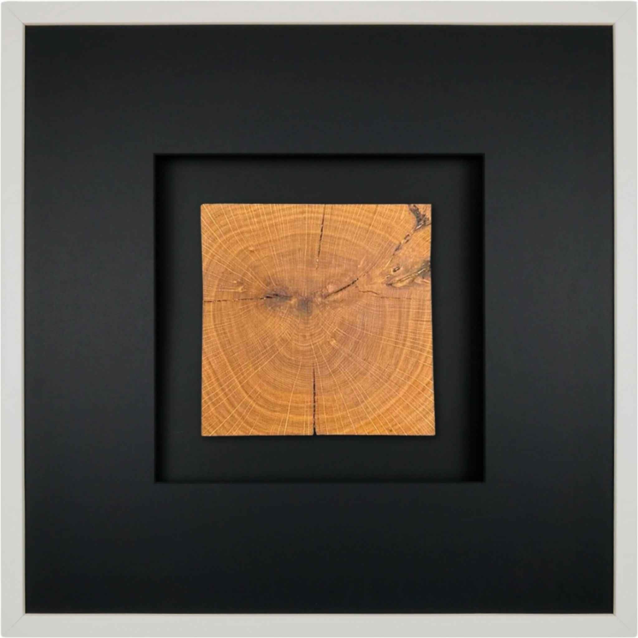 Quadratwerk Wandbild Noble Wood Quadrat 58cm - Rahmen Weiß, Hintergrund Schwarz, Passepartout Schwarz/Schwarz