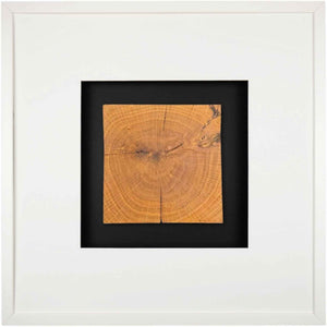 Quadratwerk Wandbild Noble Wood Quadrat 58cm - Rahmen Weiß, Hintergrund Schwarz, Passepartout Weiß/Schwarz