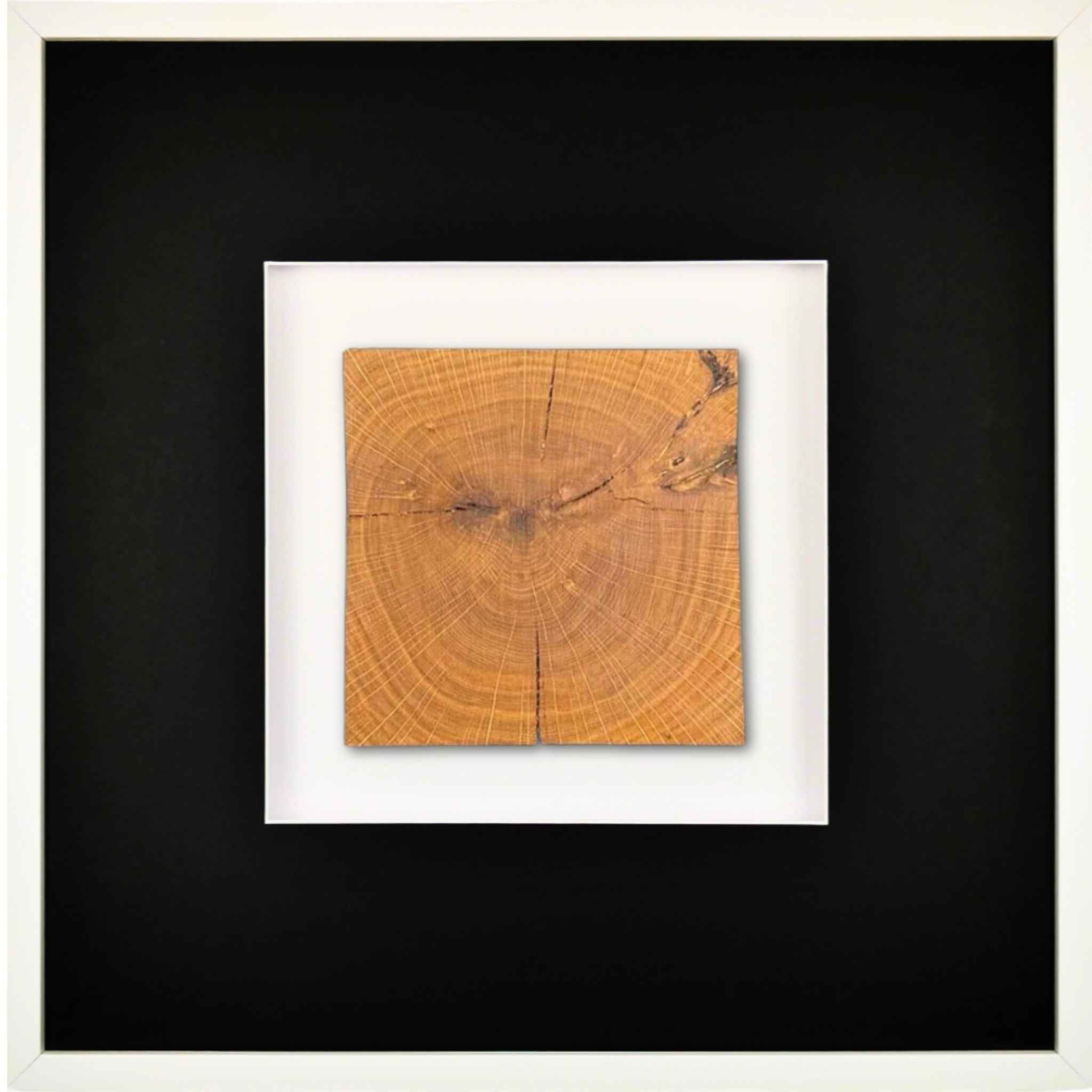 Quadratwerk Wandbild Noble Wood Quadrat 58cm - Rahmen Weiß, Hintergrund Weiß, Passepartout Schwarz/Weiß