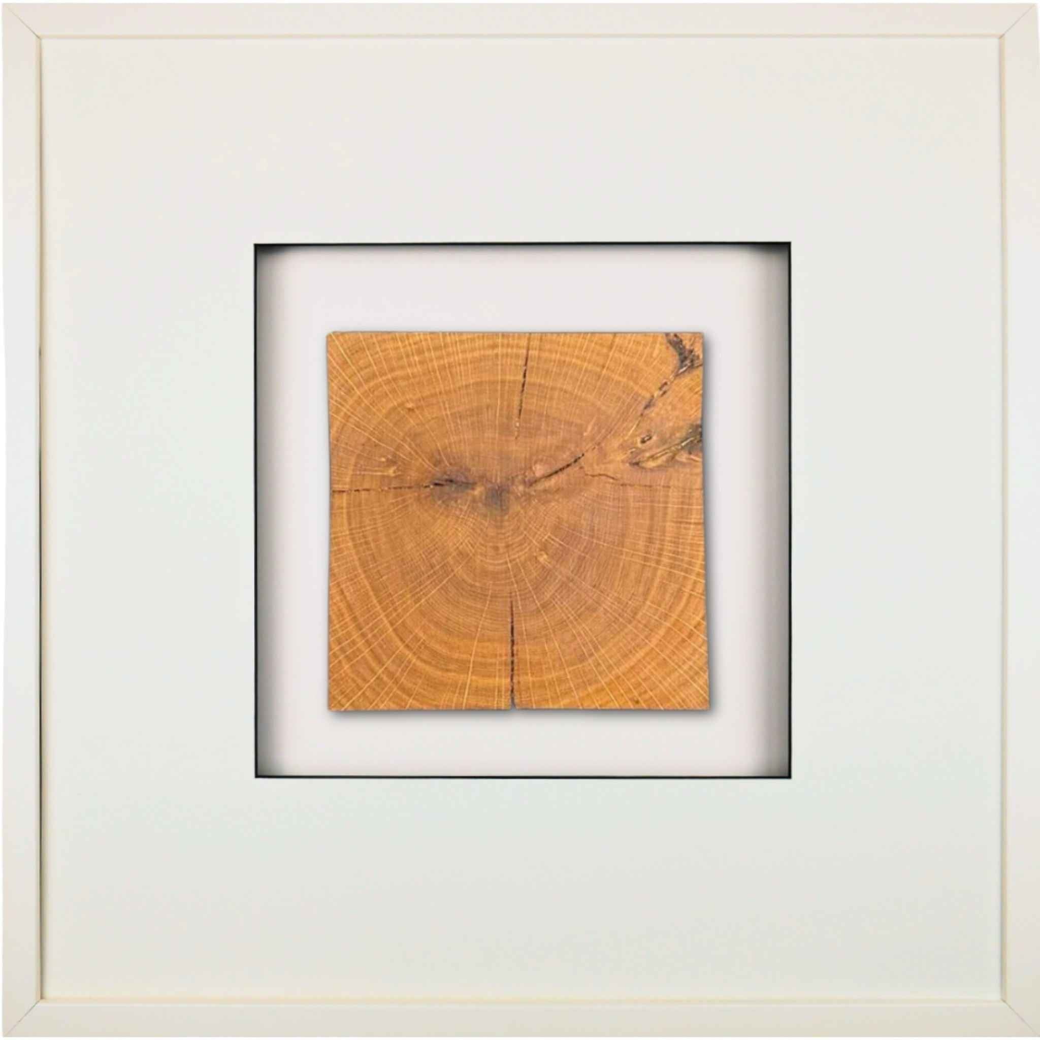 Quadratwerk Wandbild Noble Wood Quadrat 58cm - Rahmen Weiß, Hintergrund Weiß, Passepartout Weiß/Schwarz