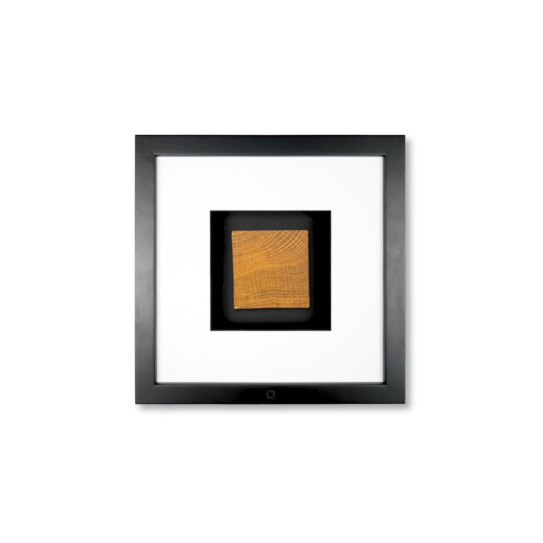 Quadratwerk Wandbild Noble Wood Quadrat 27cm - Rahmen Schwarz, Hintergrund Schwarz, Passepartout Weiß/Schwarz