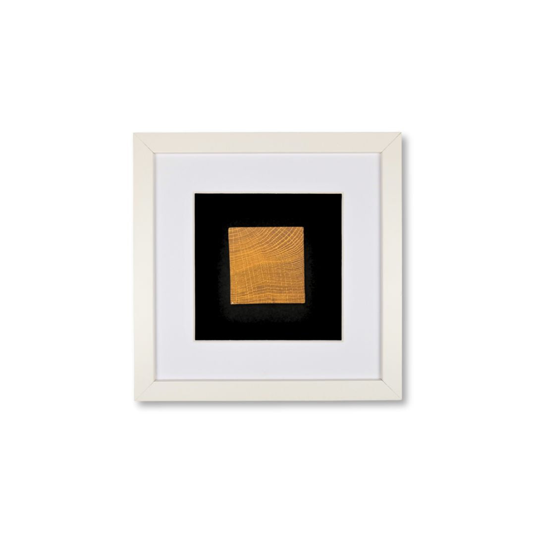 Quadratwerk Wandbild Noble Wood Quadrat 27cm - Rahmen Weiß, Hintergrund Schwarz, Passepartout Weiß/Weiß