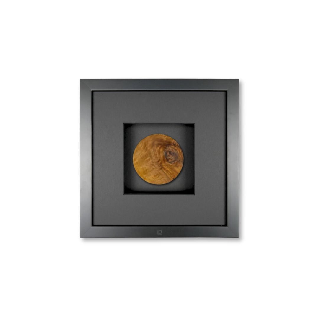 Quadratwerk Wandbild Noble Wood Rund 27cm - Rahmen Schwarz, Hintergrund Schwarz, Passepartout Schwarz/Schwarz